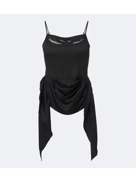 Maiou Jacques Wei cu broderie din satin drapată negru