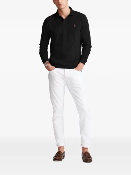 Tricou polo Polo Ralph Lauren cu autograf cu 5 buzunare în carouri gri