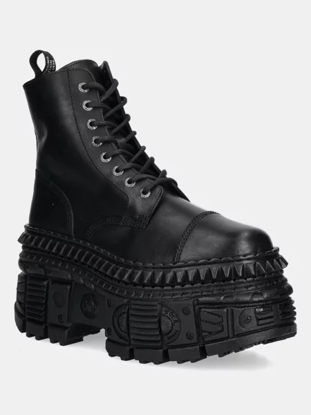 New Rock bocanci de piele cu platformă negru