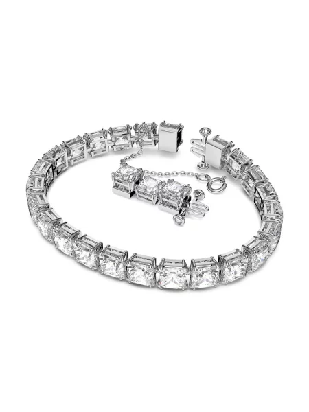 Swarovski Akcesoria Kobieta Szary ONE SIZE Len Bransoletka Unisex Millenia Bransoletka Tenisowa Kwadratowy Szlif Rodowany biały