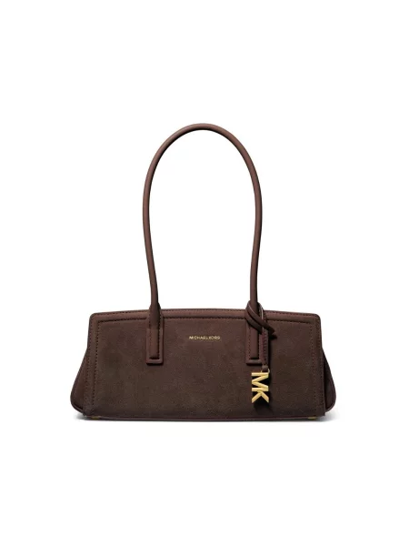 Semišová kabelka typu bageta Michael Michael Kors hnedá