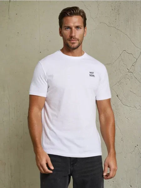 Sinsay koszulka z napisem biały