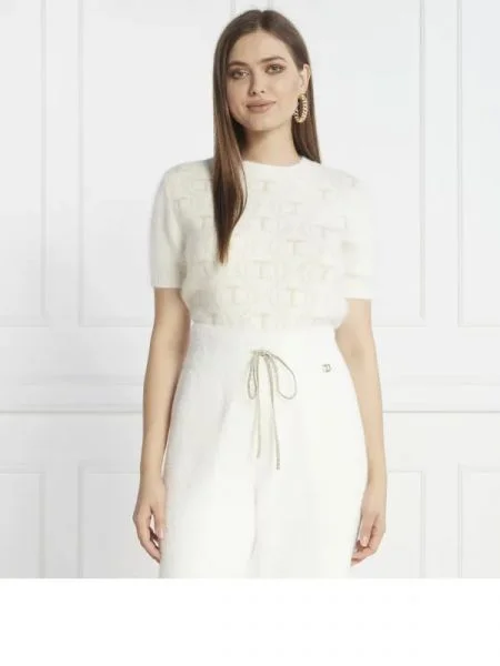 TWINSET Bluză cu adaos de lână alb