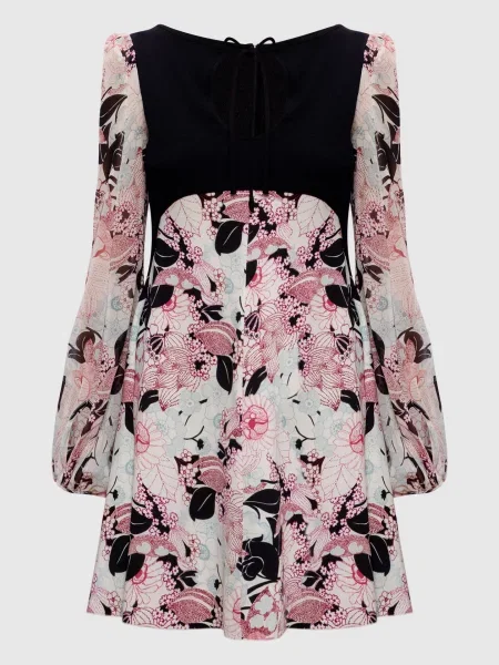 Сукня міні з шовком в квітковий принт Giamba