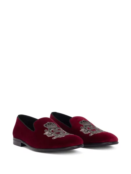 Siuvinėtos kambarinės šlepetės Dolce & Gabbana velvetinės raudona