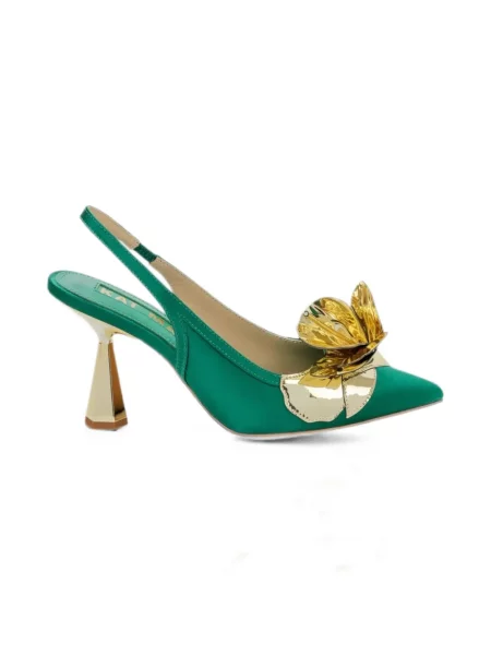 Papuci tip mules Kat Maconie cu model floral cu aplicații verde