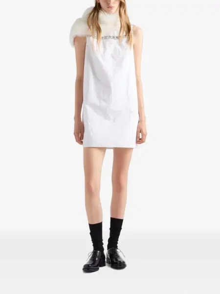 Rochie mini Prada cu broderie alb