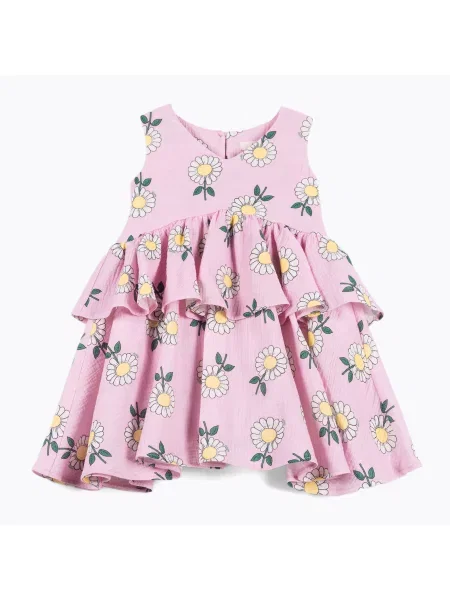 Rochie pentru copii KID STORY Muślinowa pink daisy roz