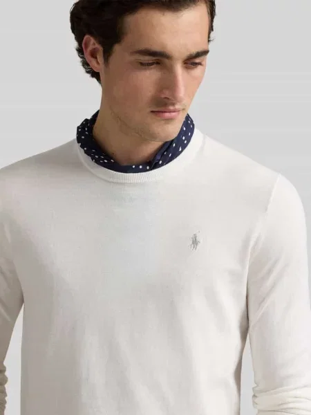 Sweter o kroju slim fit z czystej bawełny Polo Ralph Lauren biały
