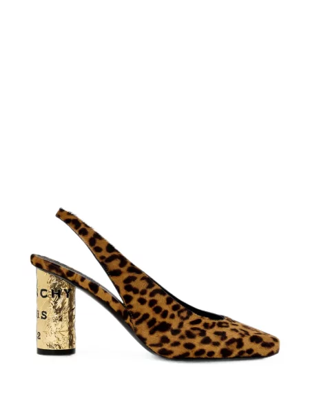 Pantofi cu toc Givenchy din piele cu model leopard maro
