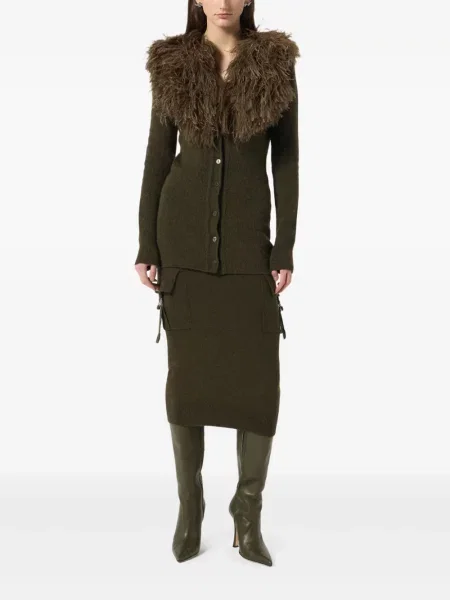 Fustă midi Blumarine tricotate până la genunchi maro