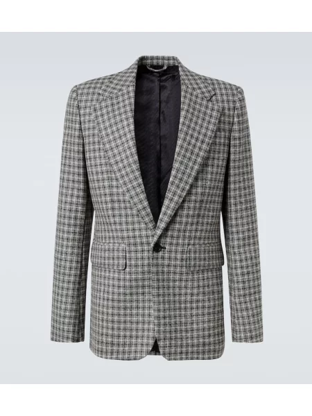 Costum Acne Studios de lână în carouri de costum gri