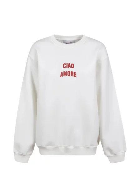 Hanorac crewneck Giada Benincasa cu decolteu rotund alb