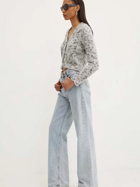 Moschino Jeans kardigan z domieszką wełny szary