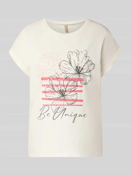 T-shirt z przyszytą zakładką na rękawach model RINA' Soyaconcept różowa