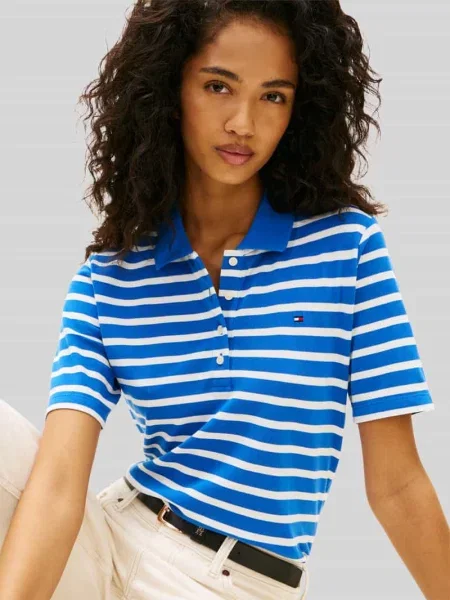 Koszulki polo o kroju regular fit z mieszanki bawełny Tommy Hilfiger niebieska
