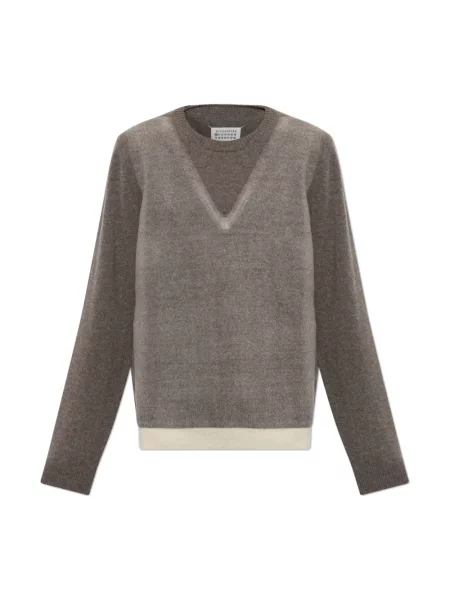 Sweter Maison Margiela wełniany brązowy
