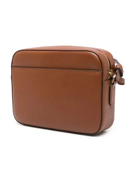 Torebka Lauren Ralph Lauren skórzana z logo brązowa