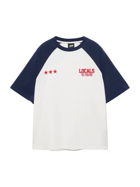 Pull&Bear Tricou bleumarin / roșu alb