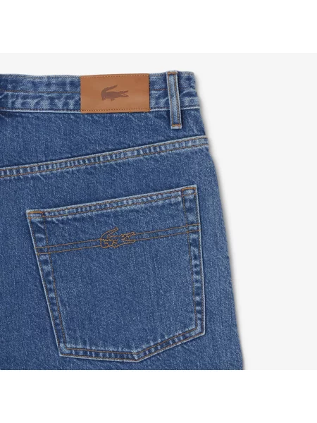 Lacoste Denimowe Szorty Wide Leg granatowe