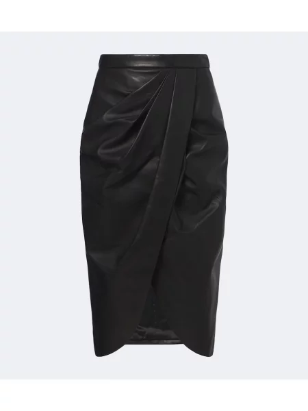 Fustă din piele Balmain drapată negru