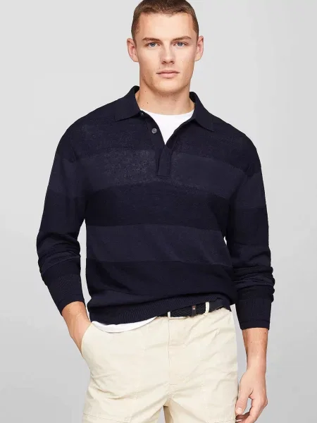 Лляний смугастий светр Tommy Hilfiger синій