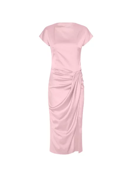 Rochie midi Rotate Birger Christensen cu volane roz