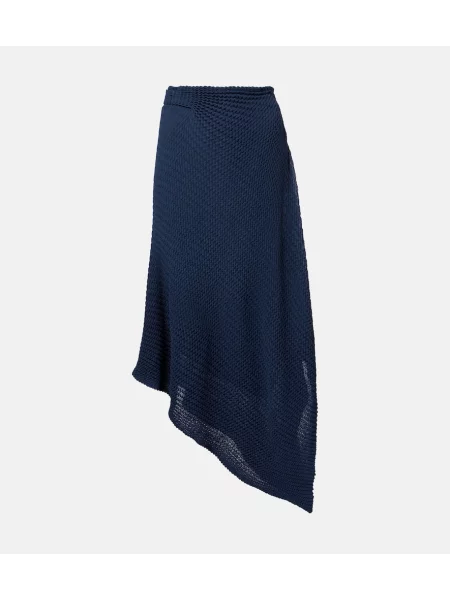 Fustă midi Victoria Beckham tricotate drapată albastru