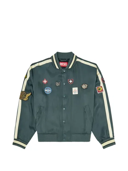 Geacă bomber Diesel din satin cu petice verde