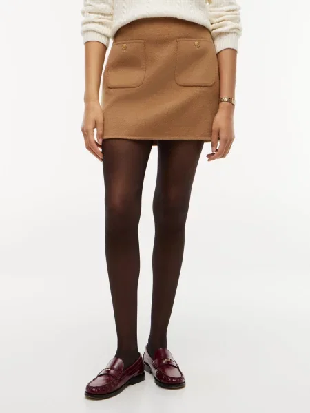 Spódnica mini o kroju regular fit z mieszanki wełny Tommy Hilfiger beżowa
