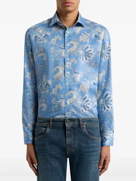Cămașă Etro cu model floral albastru