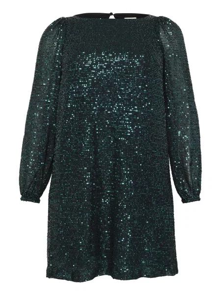 KAFFE CURVE Společenské šaty Laila tmavě zelená