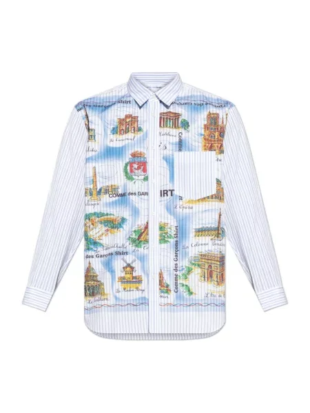 Koszula Comme Des Garcons z nadrukiem biała