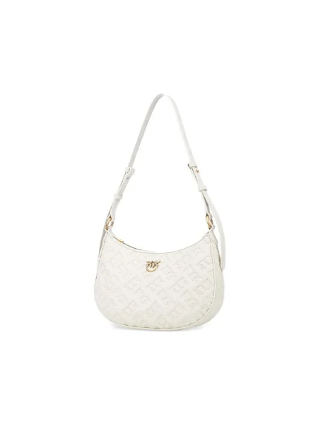 PINKO Kabelka Half Moon Mini Fl AI PLTT Écru biela