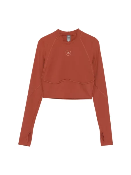 Długi top sportowy Adidas By Stella Mccartney z długim rękawem na siłownię czerwony
