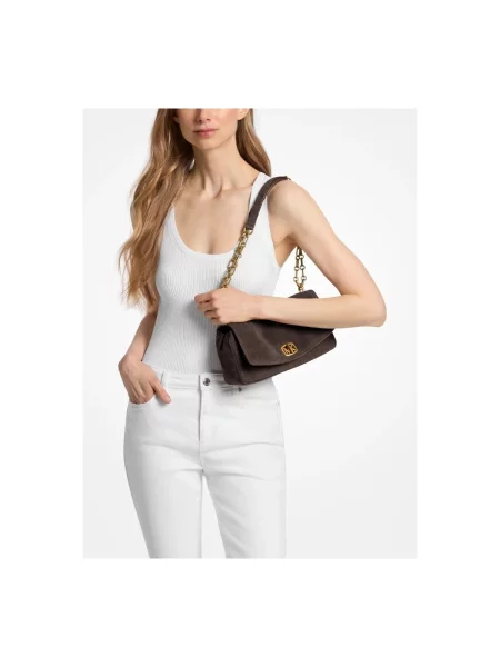 Semišová kabelka Michael Michael Kors hnedá