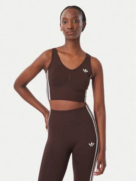 Adidas Sutien sport Essentials 3 Stripes Seamless Bralette maro