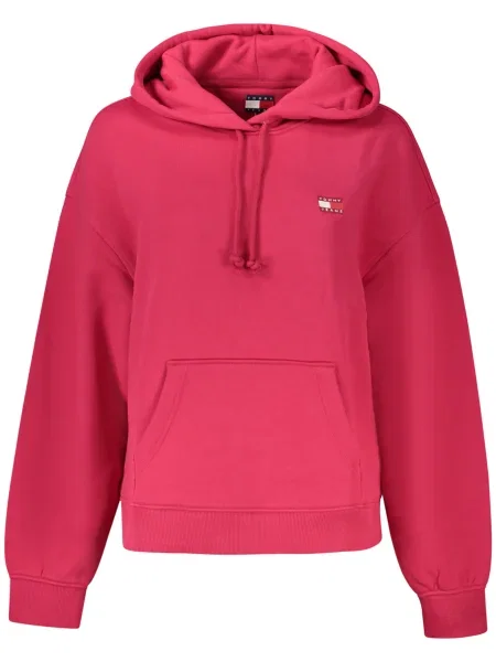 Суичър с качулка Tommy Hilfiger с качулка с апликация розово