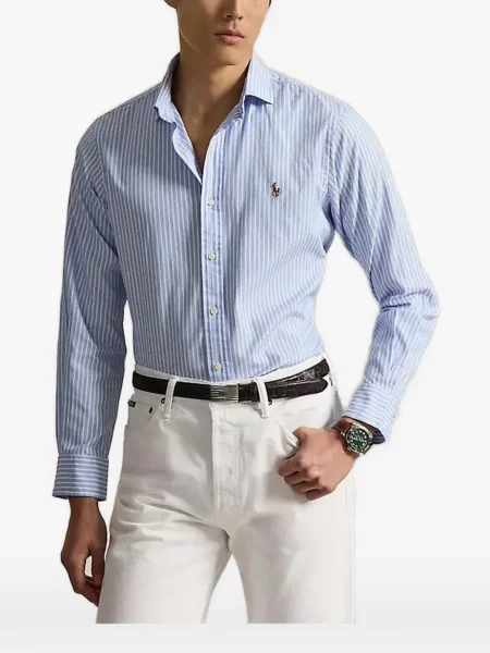 Pruhovaná košile Polo Ralph Lauren s autogramem modrá