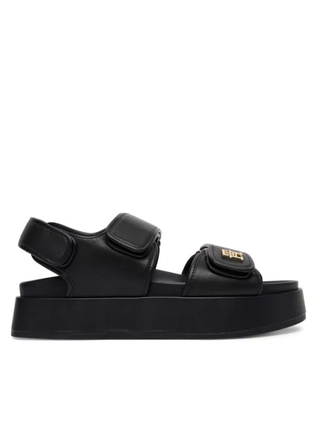 Tommy Hilfiger Сандали Leather Sporty Platform Sandal черен