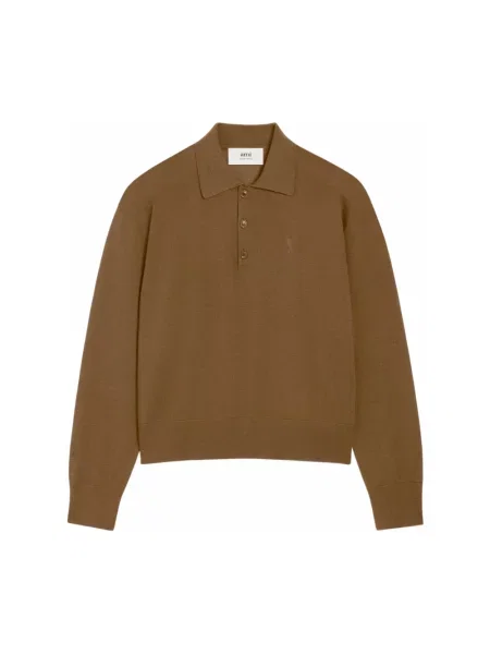 Sweter Ami Paris skórzany brązowy