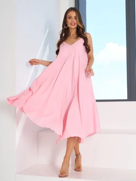 Лляний Сарафан ISSA Plus рожевий