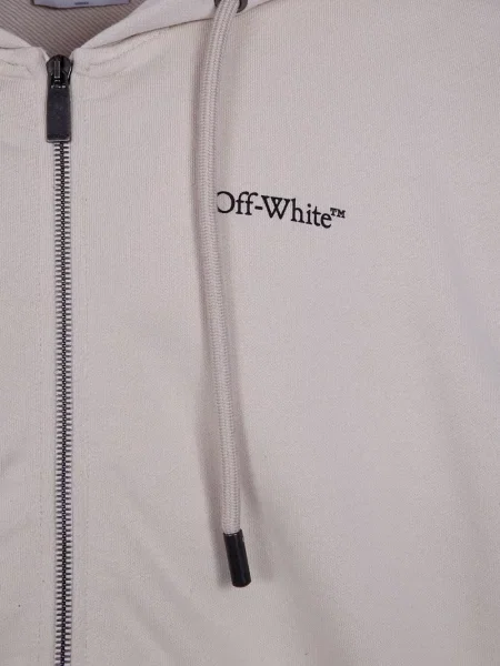 Lung hanorac cu glugă Off-white alb