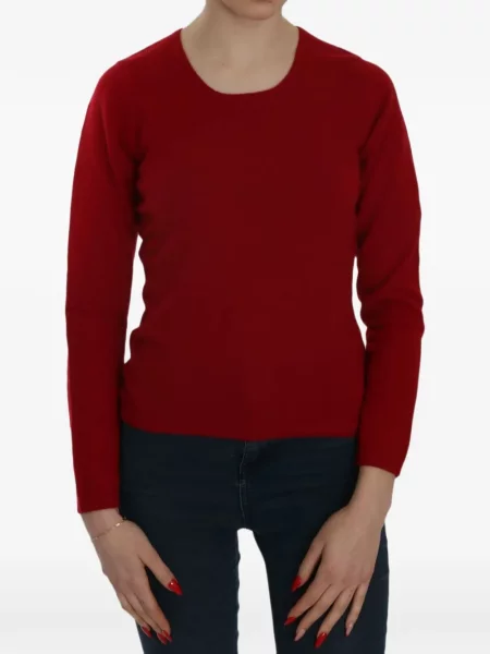 Pulover Mila Schon din cașmir cu decolteu rotund roșu