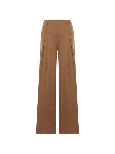 Vunene plisirane hlače Max Mara smeđa