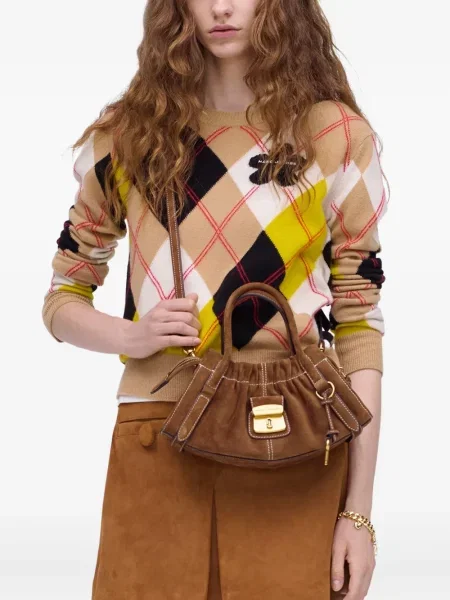 Geantă Marc Jacobs din piele de căprioară maro
