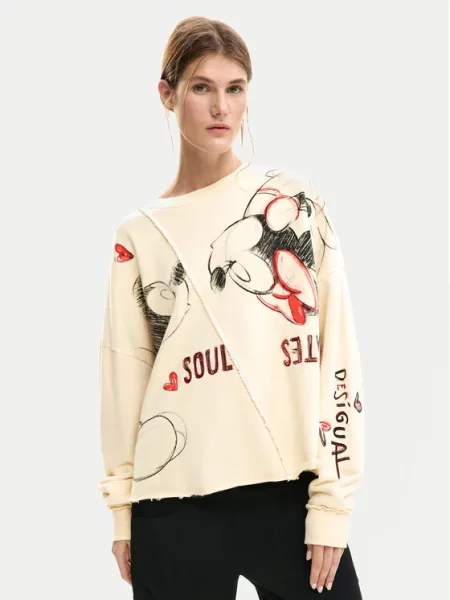Desigual Sweater majica Mickey and Minnie Mouse™ / crvena / crna bež