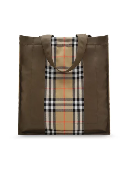 Trencz Burberry skórzany w kratę zielony