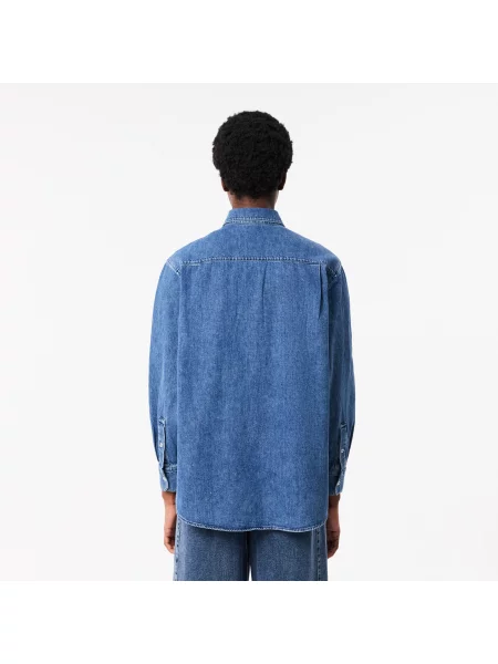 Lacoste Koszula Dżinsowa Oversize niebieska