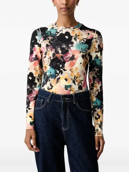 Lung tricou Stine Goya cu model floral cu imagine
